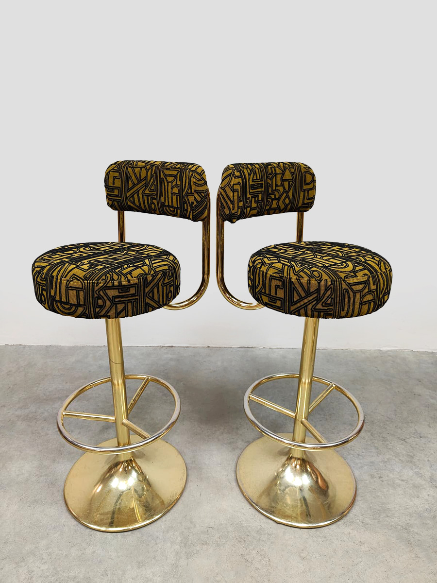 Vintage Swedish design Cobra barstools Borje Johanson ‘Art Deco print’ Vintage Swedish design Cobra barstools Borje Johanson ‘Art Deco print’