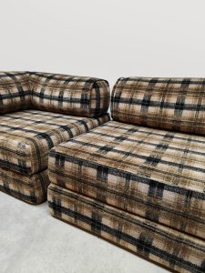 Vintage convertible modular sofa daybed ‘Flannel checkered’