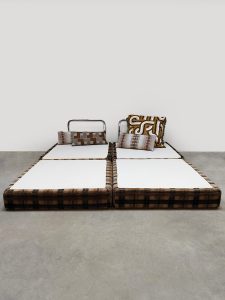Vintage interior design convertible modular sofa daybed modulaire bank ‘Flannel checkered’