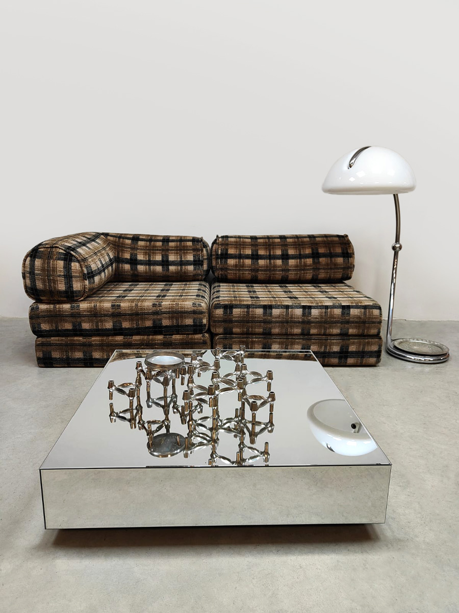 Midcentury furniture design convertible modular sofa daybed modulaire bank ‘Flannel checkered’