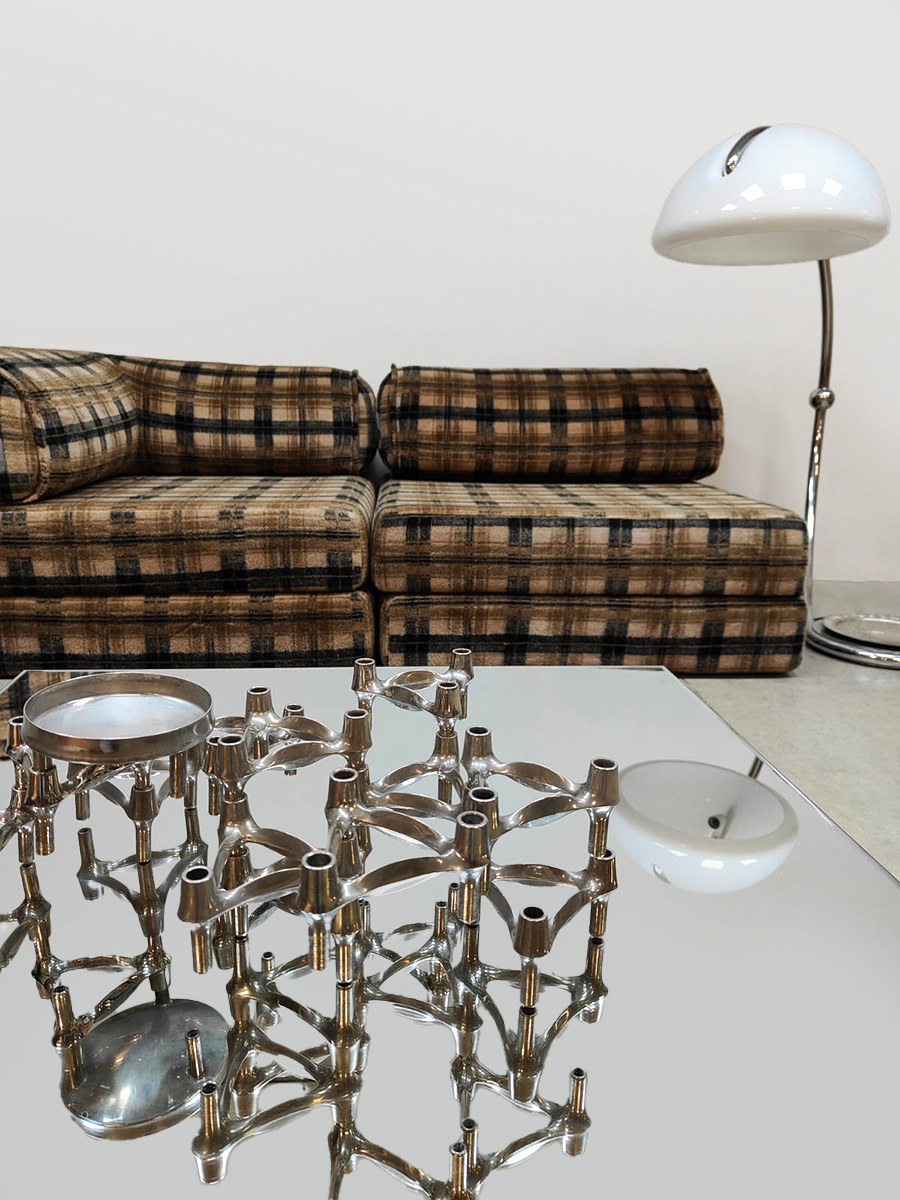 Vintage convertible modular sofa daybed modulaire bank ‘Flannel checkered’ Vintage convertible modular sofa daybed modulaire bank ‘Flannel checkered’