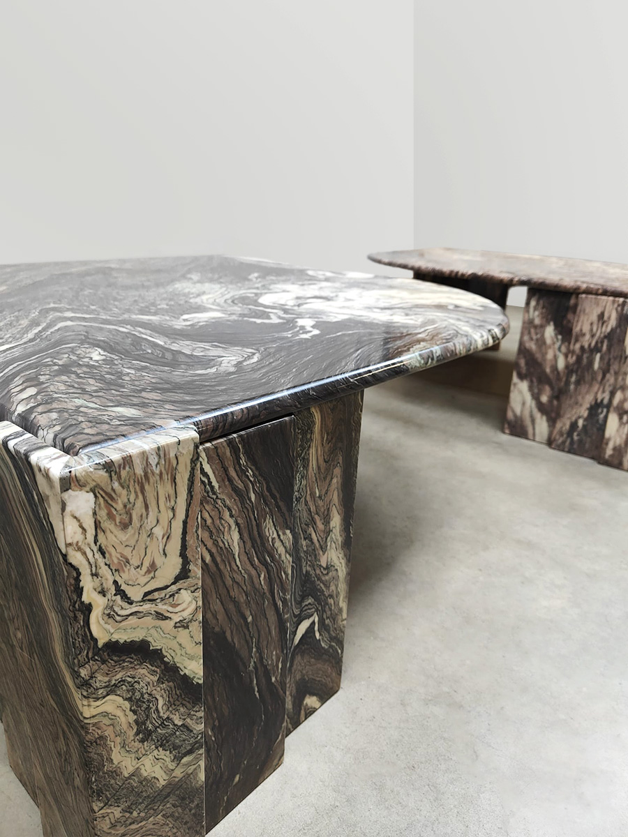 Vintage design marble coffee tables midcentury marmeren salontafels Roche Bobois