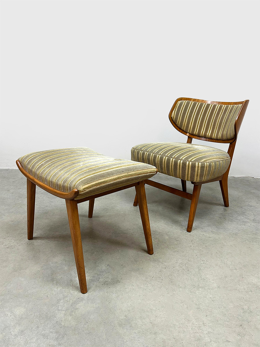Midcentury interior design fifties lounge chair & hocker wingback lounge fauteuil 1950's Midcentury interior design fifties lounge chair & hocker wingback lounge fauteuil 1950's