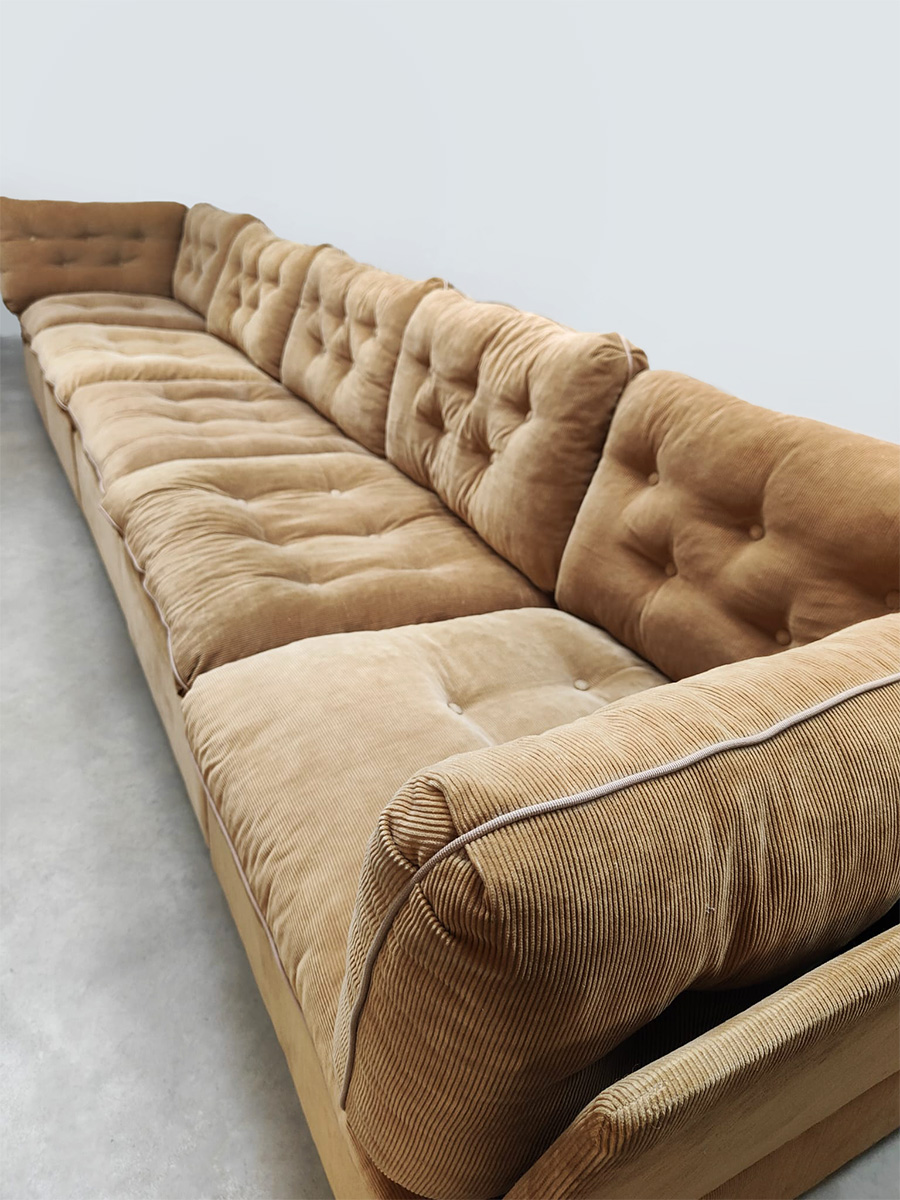Vintage modular corduroy rib sofa modulaire elementen lounge bank ‘Sahara brown’