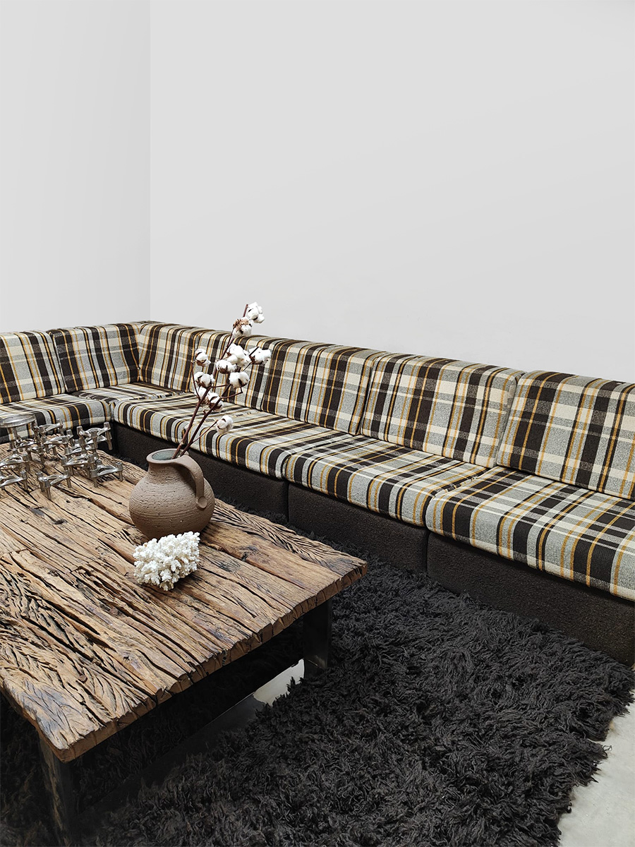 Vintage modular sofa modulaire elementen lounge bank ‘Checkered dessin’