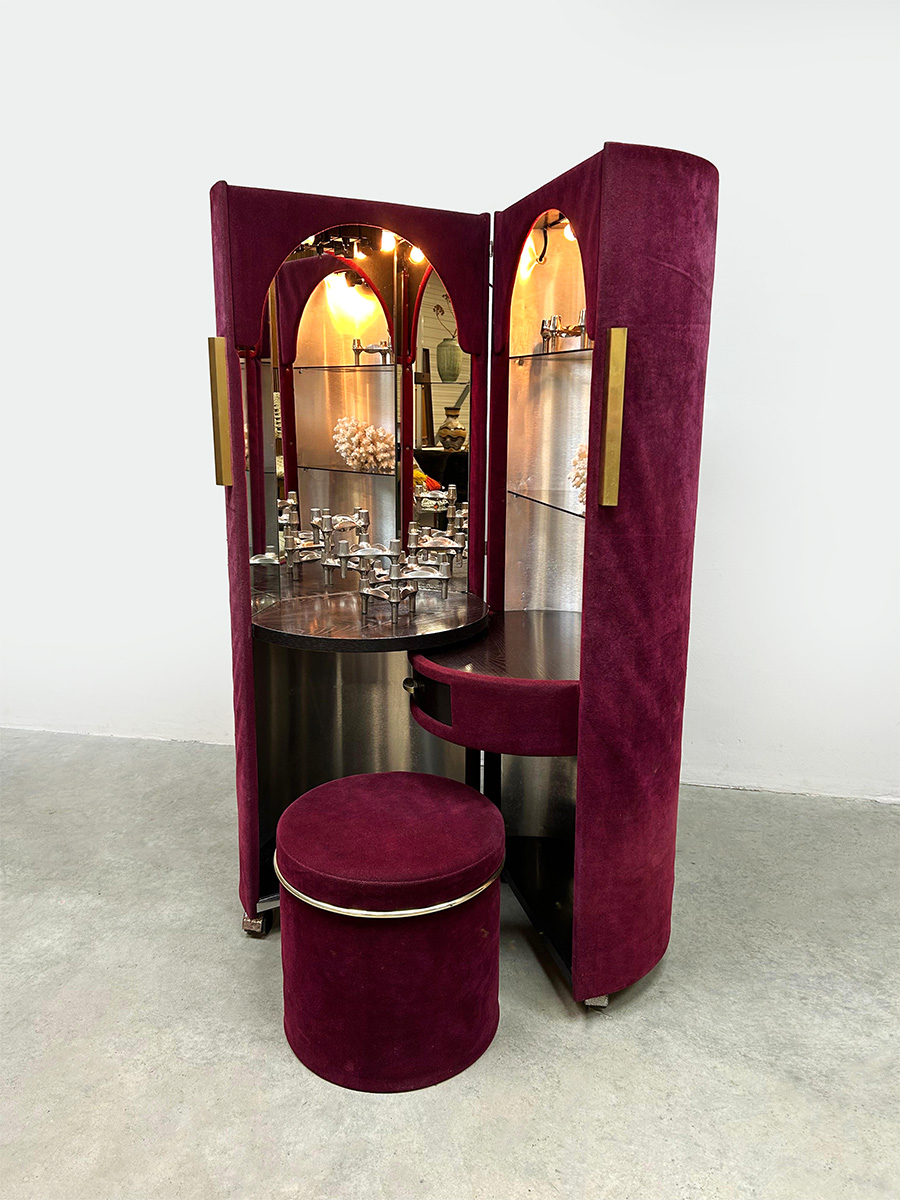 Midcentury interior design vanity table dressing tube kaptafel Luigi Massoni Poltrona Frau