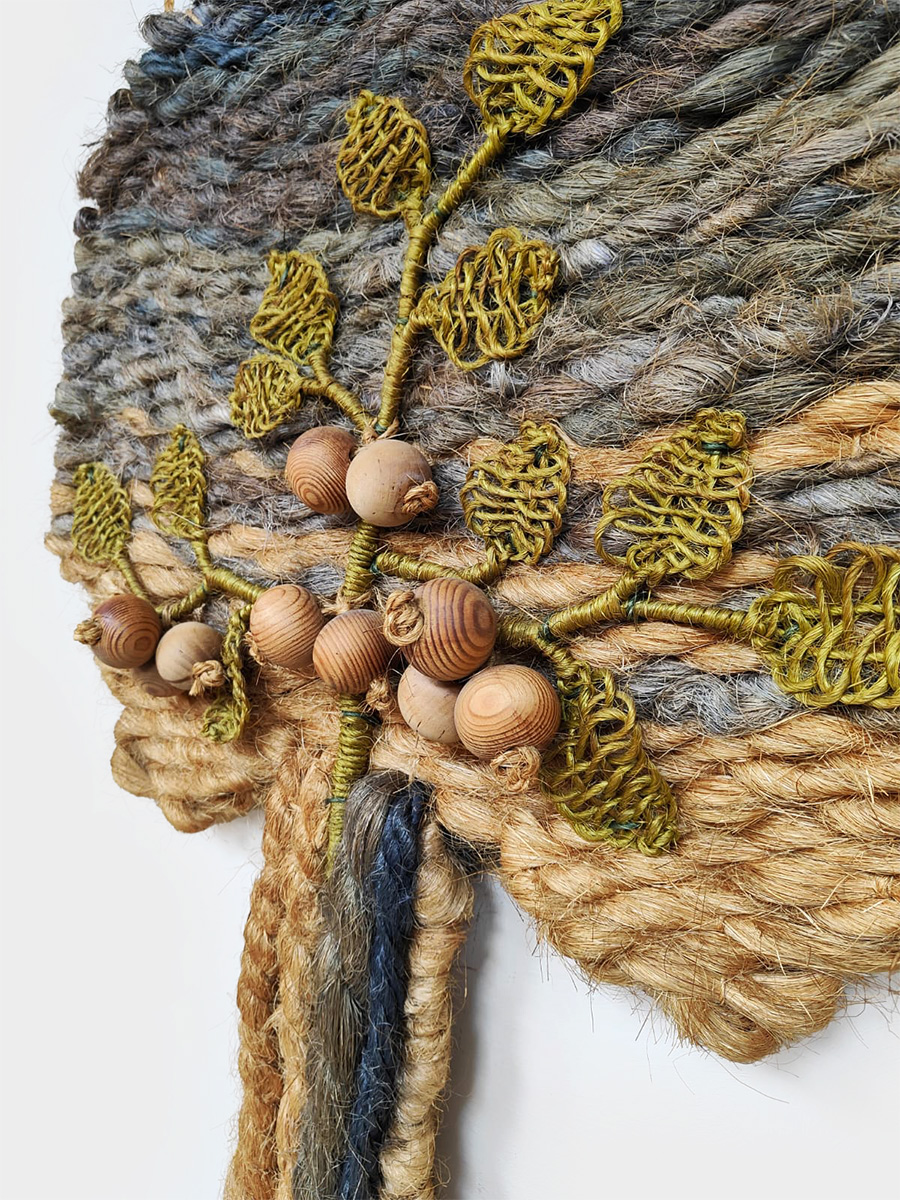 Midcentury macramé wall tapestry vintage Tree of life 1960