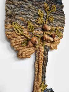 Midcentury macramé wall tapestry vintage Tree of life 1960