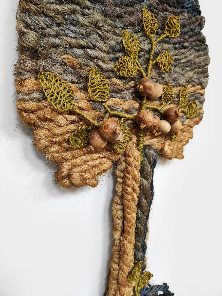 Midcentury macramé wall tapestry vintage Tree of life 1960