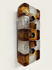 Midcentury interior design amber murano glass wall lamp sconce wandlamp Albano Poli for Poliarte 1970s