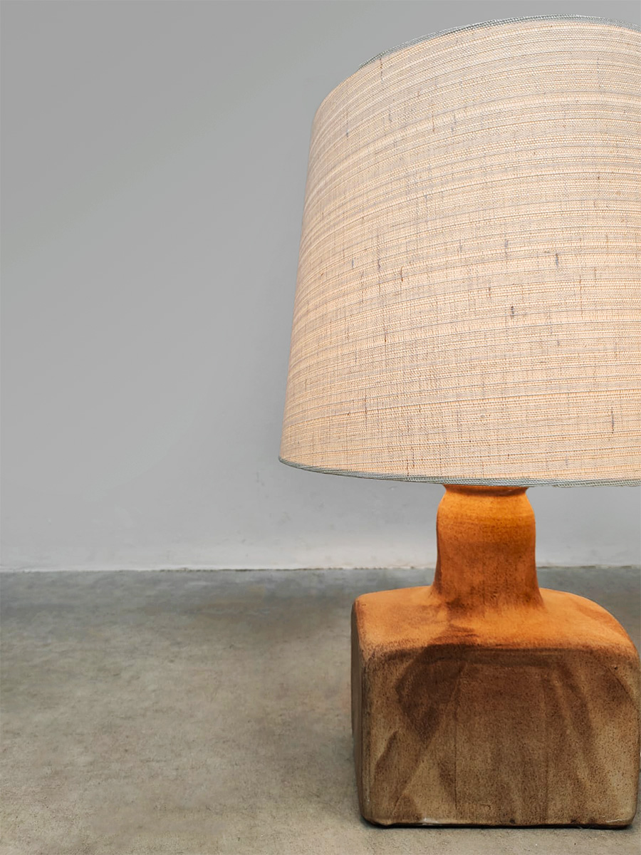 Vintage ceramic table lamp keramieke tafellamp earth tones