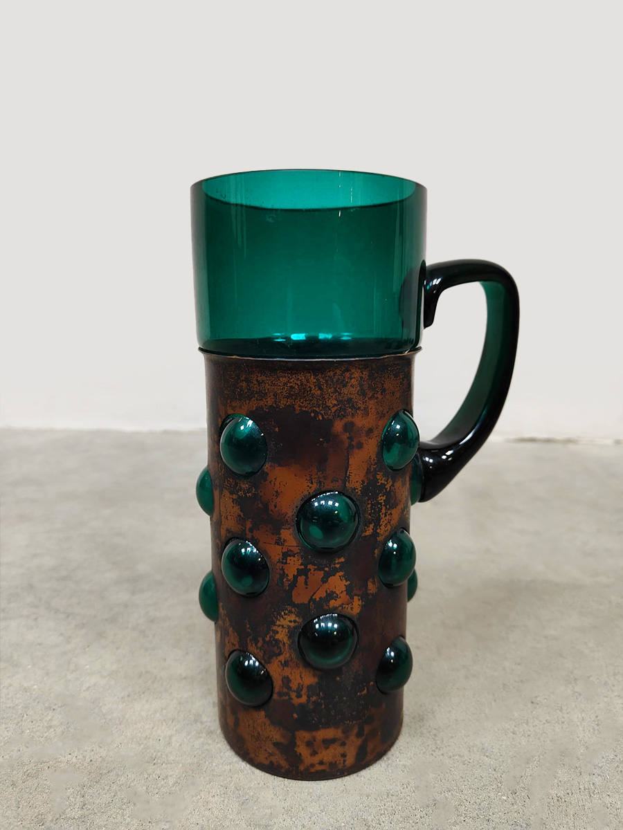 Midcentury design copper base bubble glass vase and glasses kan en glazen Nanny Still RAAK Amsterdam 1960's Midcentury design copper base bubble glass vase and glasses kan en glazen Nanny Still RAAK Amsterdam 1960's