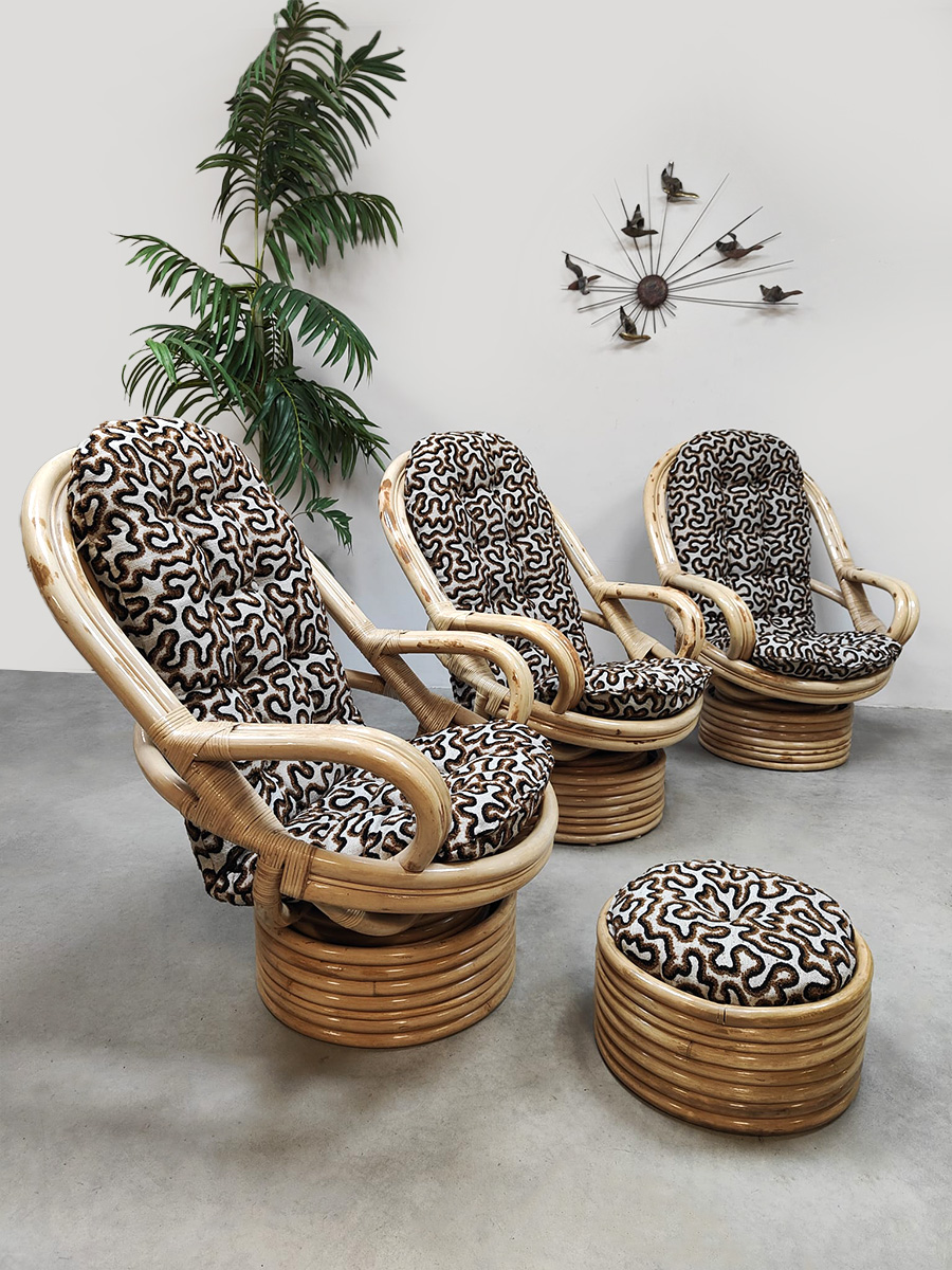 Vintage bamboo rocking armchairs bamboe schommelstoelen Axel Enthoven