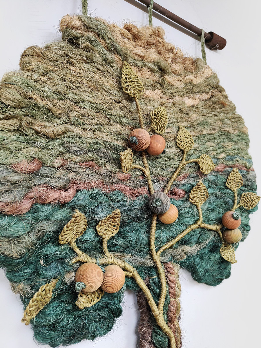 Vintage macramé wall tapestry wandkleed Tree of life 1960 Spring