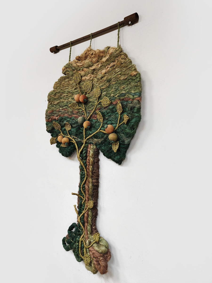 Vintage macramé wall tapestry wandkleed Tree of life 1960 Spring