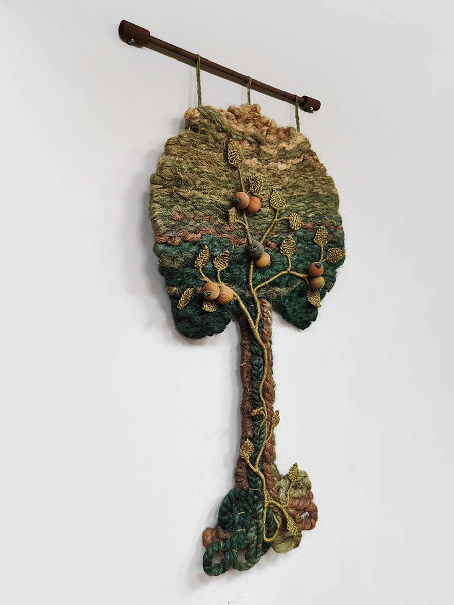 Midcentury interior design macramé wall tapestry wandkleed Tree of life 1960 Spring