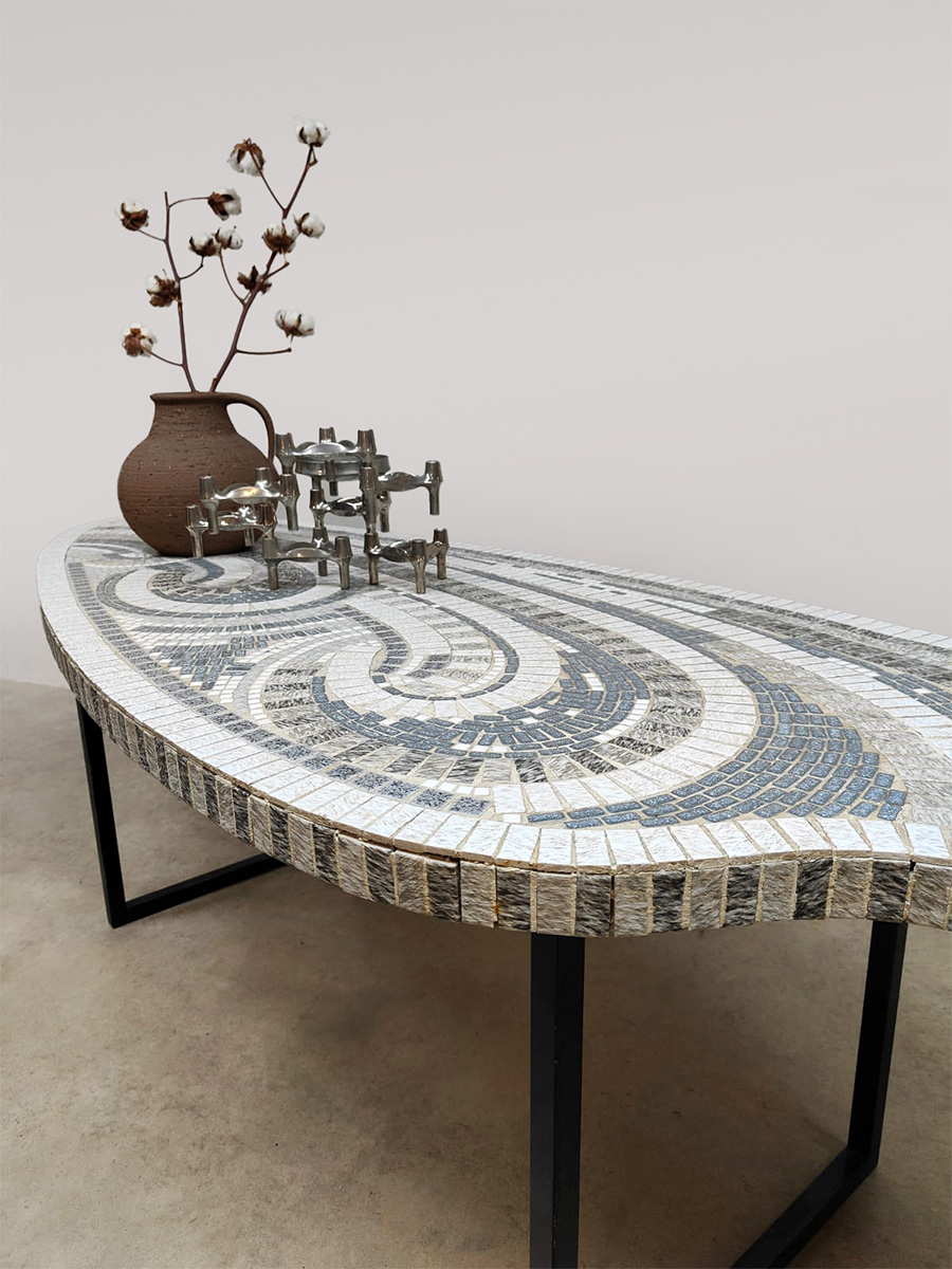 Vintage mosaic tile coffee table side table 1970