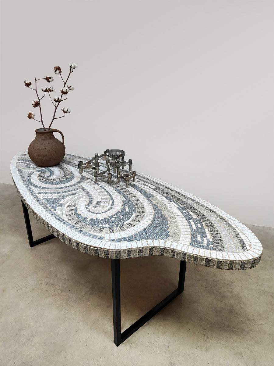 Vintage mosaic tile coffee table side table 1970