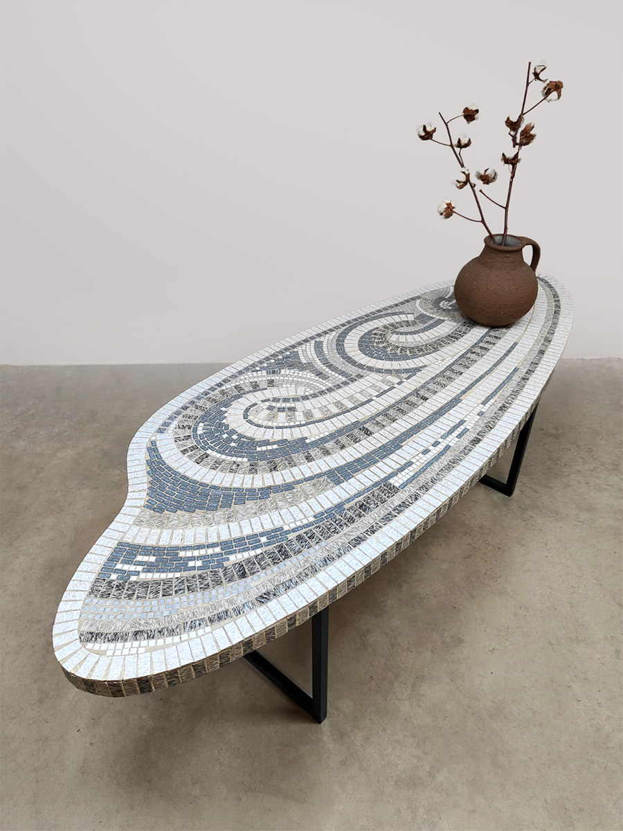 Vintage mosaic tile coffee table side table 1970