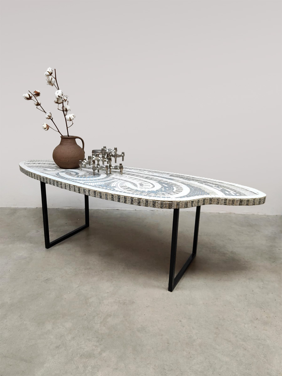 Vintage mosaic tile coffee table side table 1970