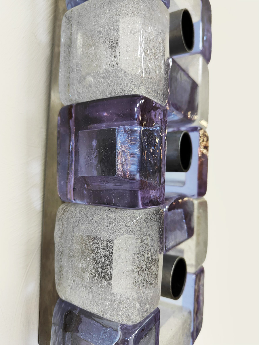 Vintage purple murano glass wall lamp sconce wandlamp Albano Poli for Poliarte 1970s