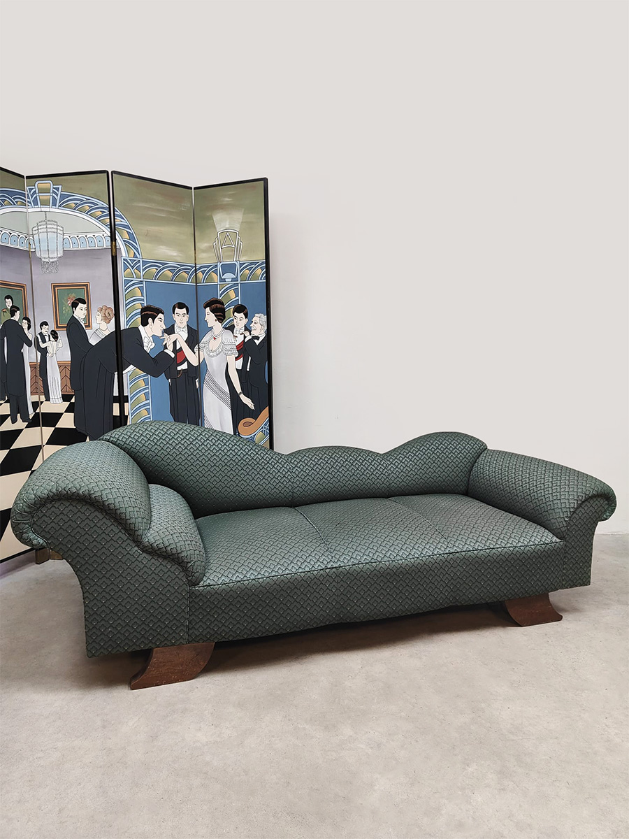 Art deco chaise longue sofa lounge bank 'Wave' 1940's