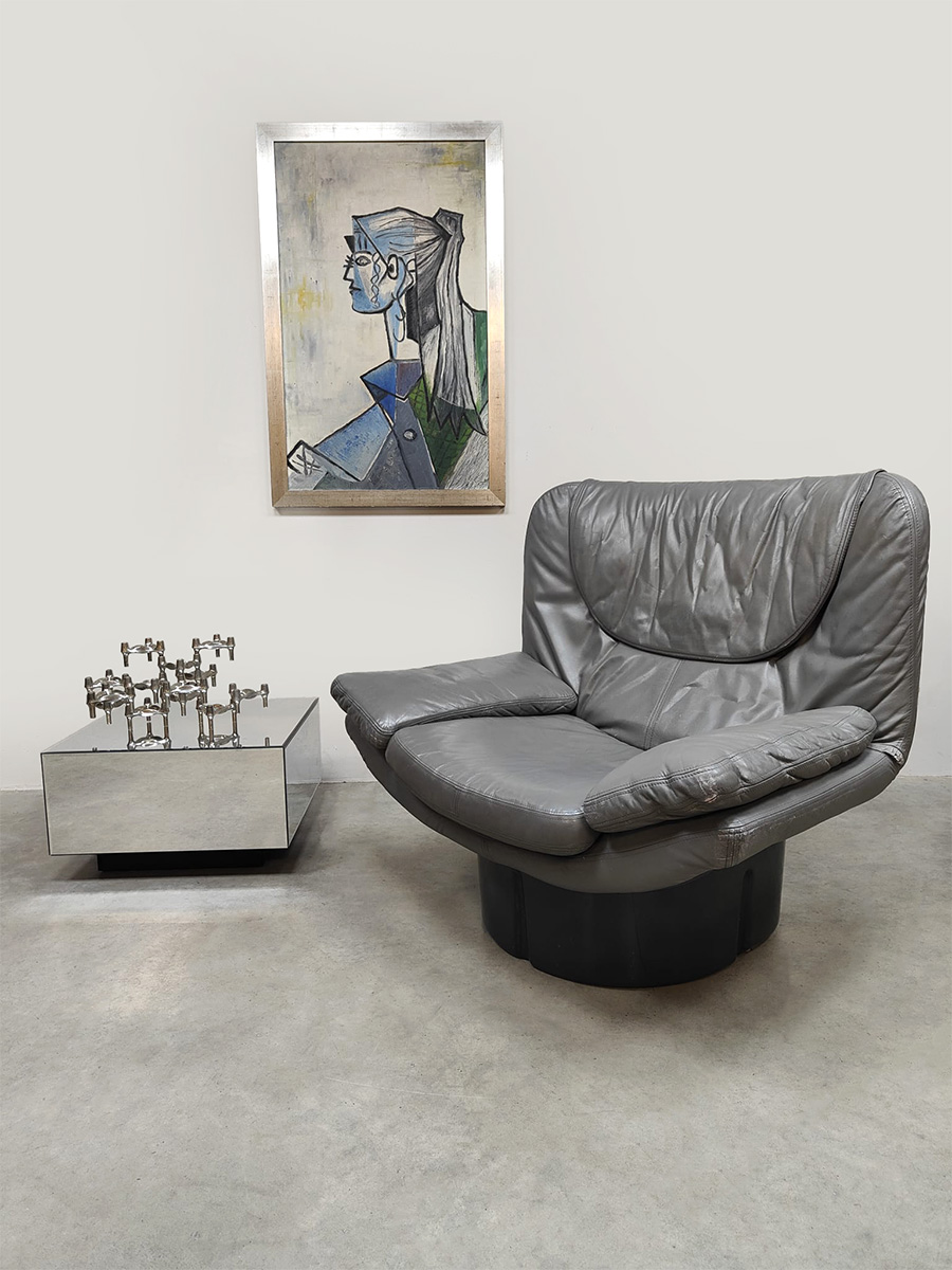 Vintage Italian design Il Poltrone leather lounge chair leren fauteuil T. Ammannati & G.P. Vitelli for Comfort