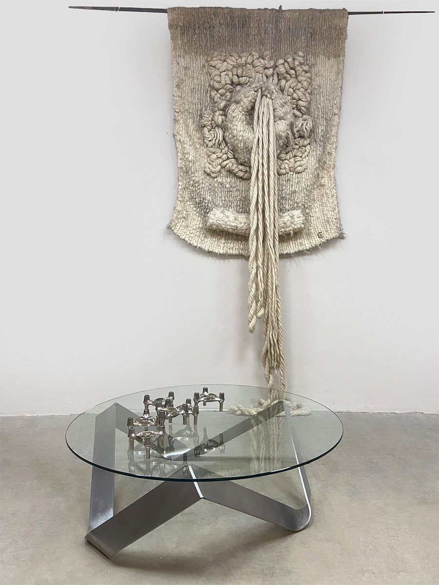 Vintage design glass coffee table glazen salontafel Knut Hesterberg Ronald Schmitt 1970