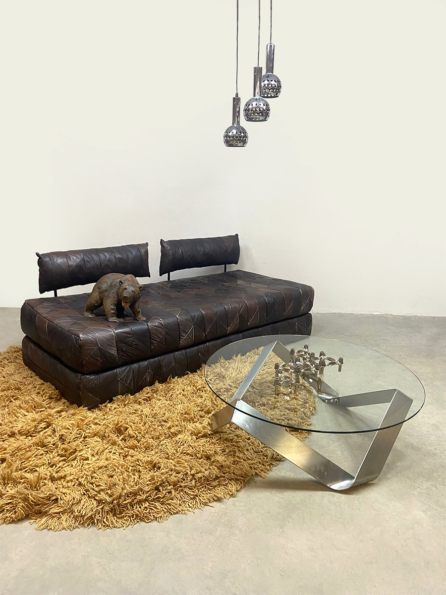Vintage design leather sofa daybed double bed leren lounge bank ‘Patchwork’ Vintage design leather sofa daybed double bed leren lounge bank ‘Patchwork’