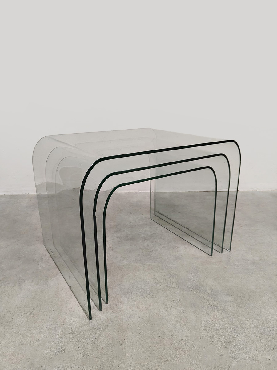Italian interior design glass mimiset side tables glazen bijzettafels Angelo Cortesi for Fiam