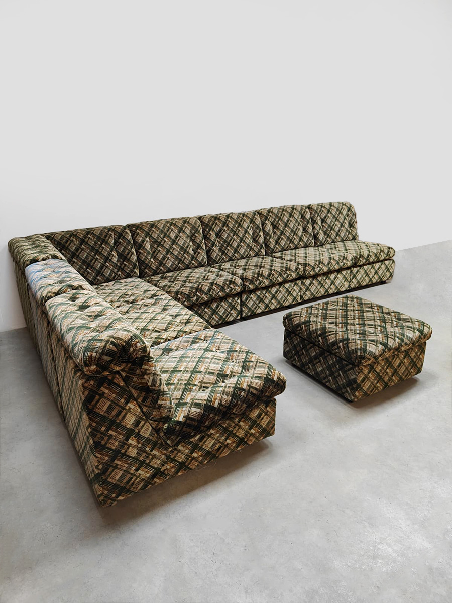 Midcentury interior design modular lounge sofa modulaire elementen bank ‘Checkered’