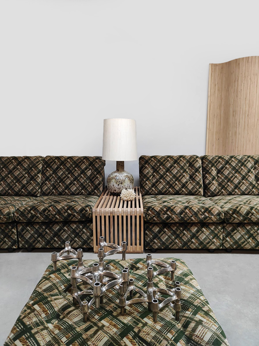 Midcentury interior design modular lounge sofa modulaire elementen bank ‘Checkered’