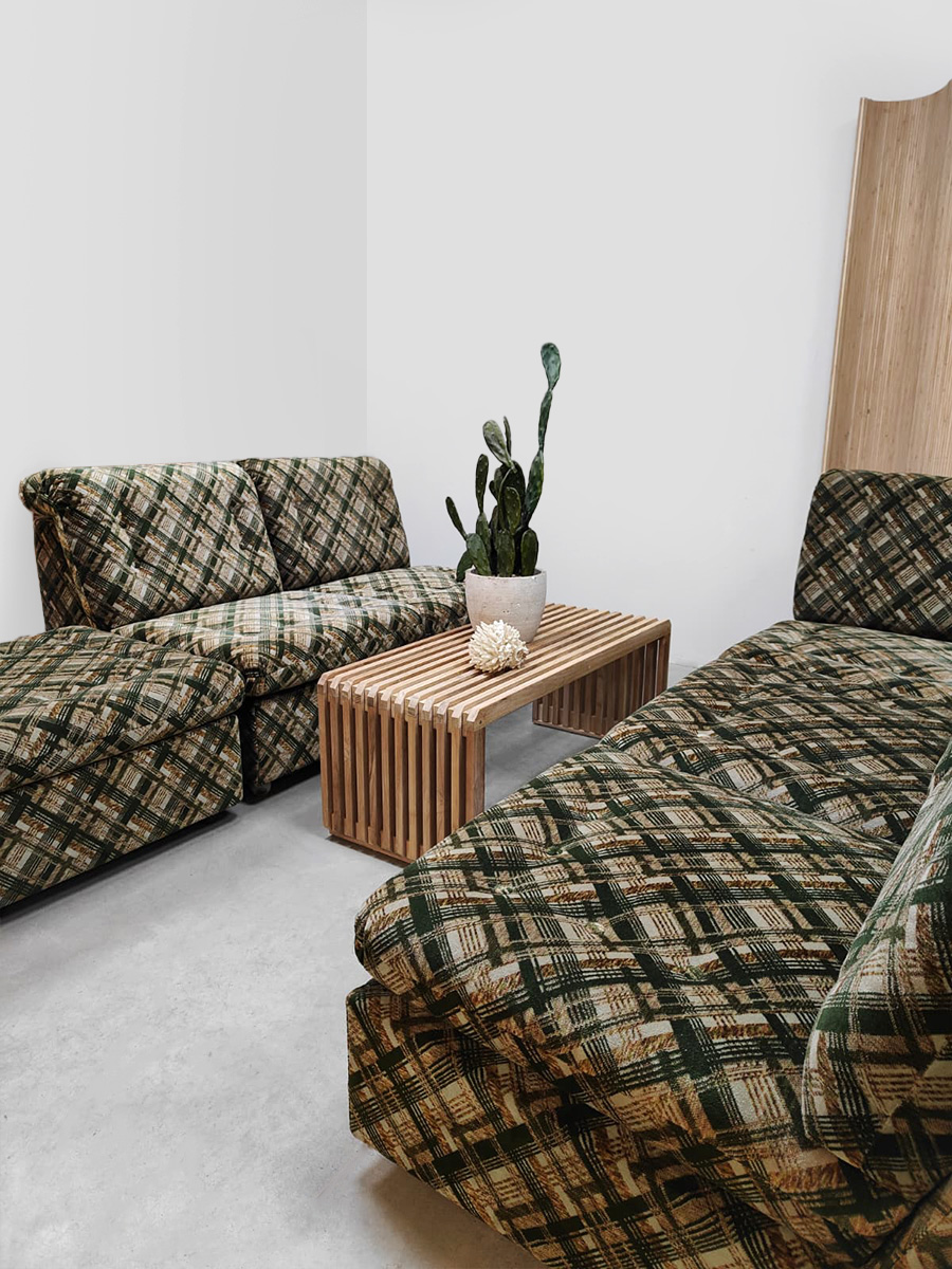 Midcentury interior design modular lounge sofa modulaire elementen bank ‘Checkered’