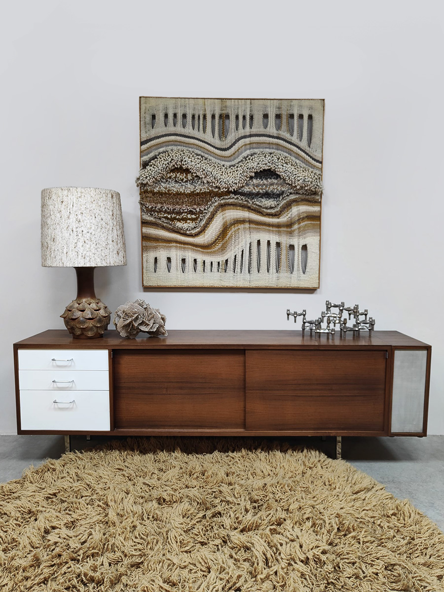 Vintage wooden sideboard credenza dressoir wandkast 1970