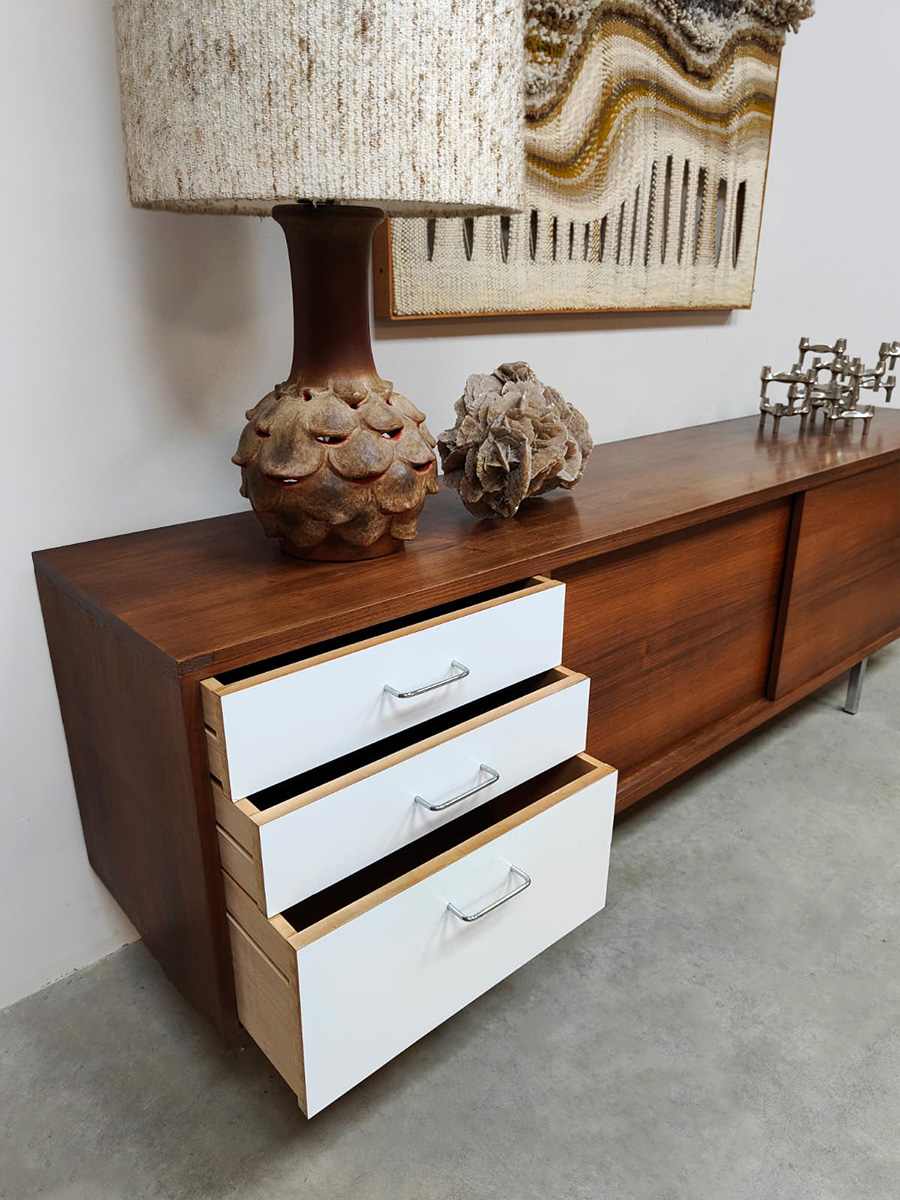 Vintage wooden sideboard credenza dressoir wandkast 1970