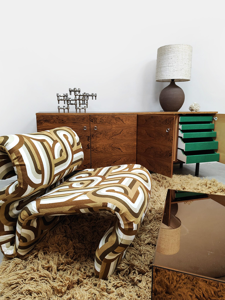 Vintage furniture design wooden sideboard credenza dressoir wandkast 1970