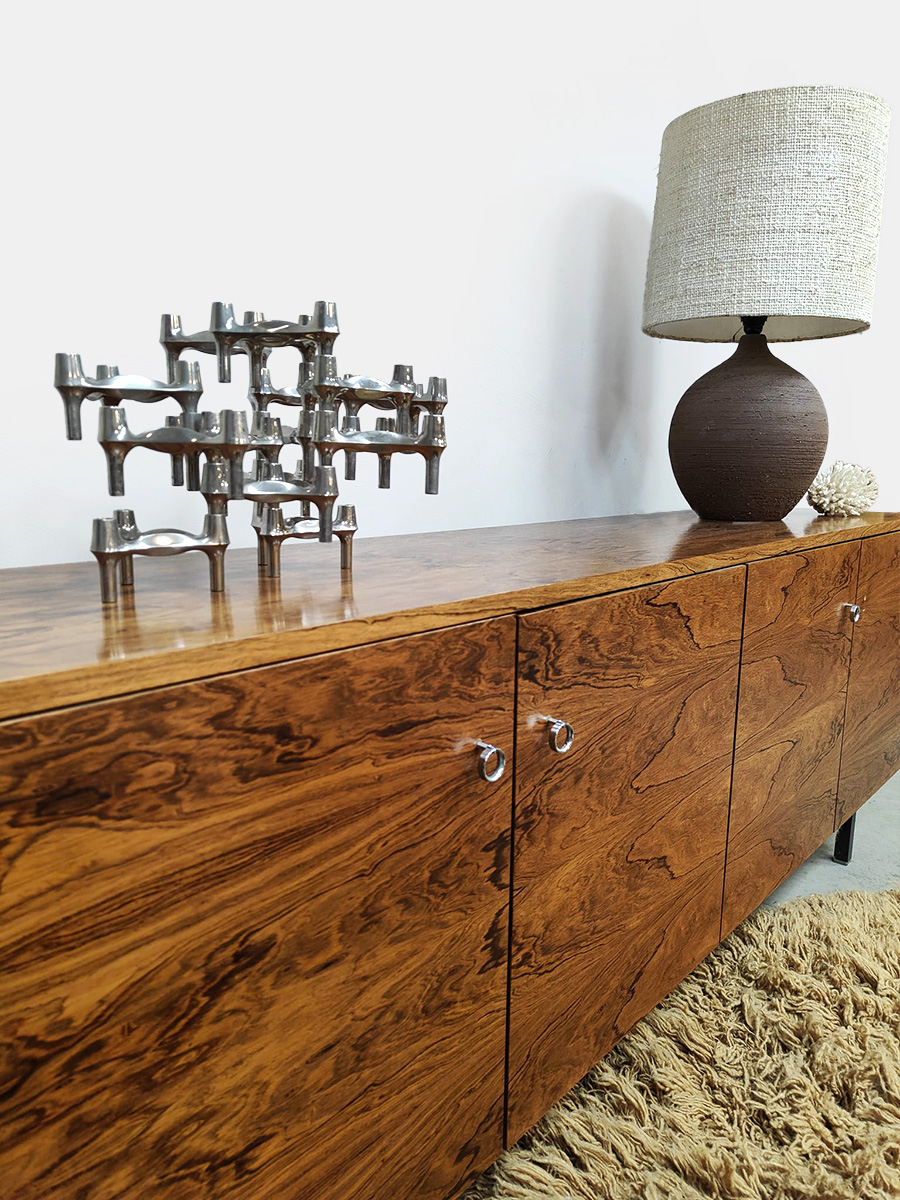 Vintage wooden sideboard credenza dressoir wandkast 1970