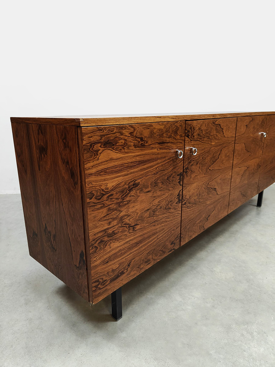 Midcentury interior design wooden sideboard credenza dressoir wandkast 1970
