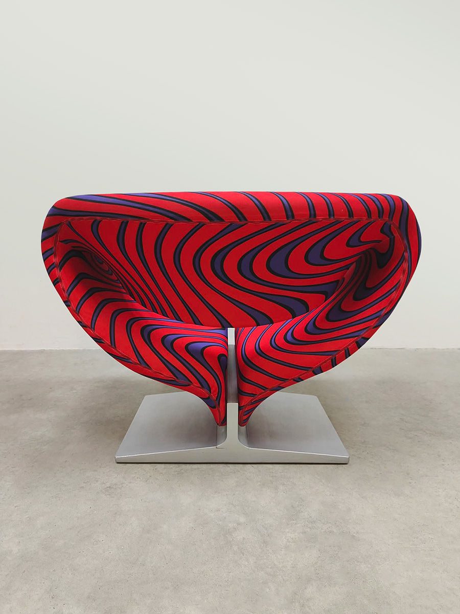 Vintage Dutch design Ribbon easy lounge chair Pierre Paulin Artifort 'psychedelic Jack Lenor Larsen fabric'