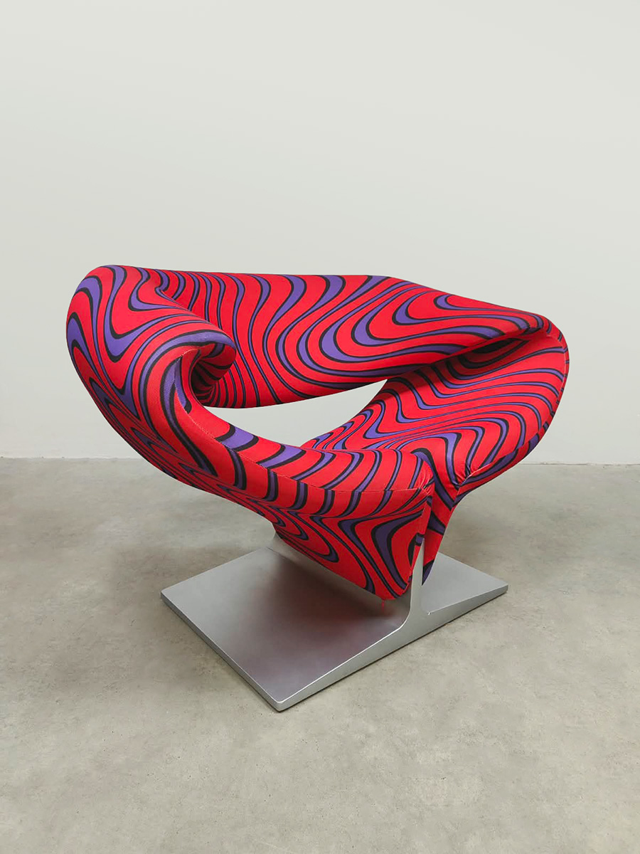 Vintage Dutch design Ribbon easy lounge chair Pierre Paulin Artifort 'psychedelic Jack Lenor Larsen fabric'