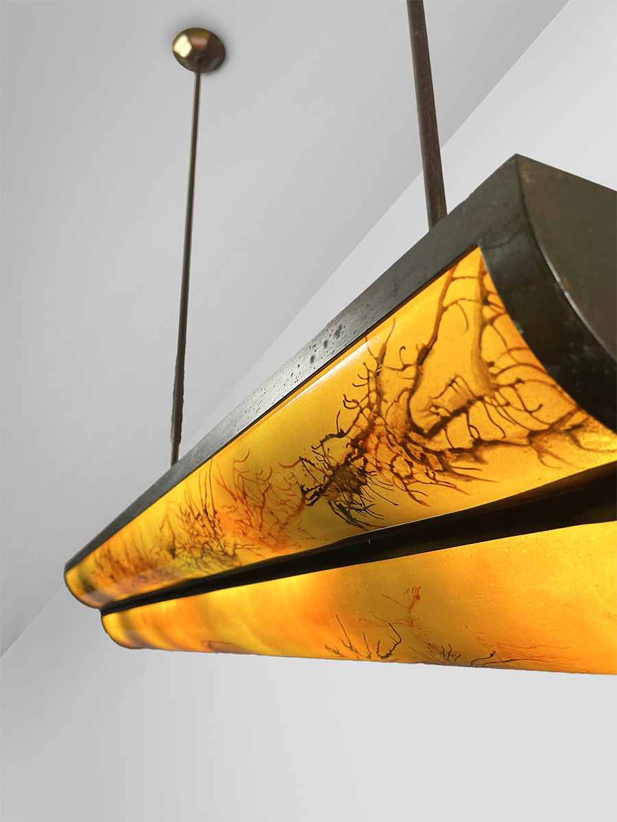 Vintage interior design French large pendant lamp hanglamp 'Marble look Art deco style'