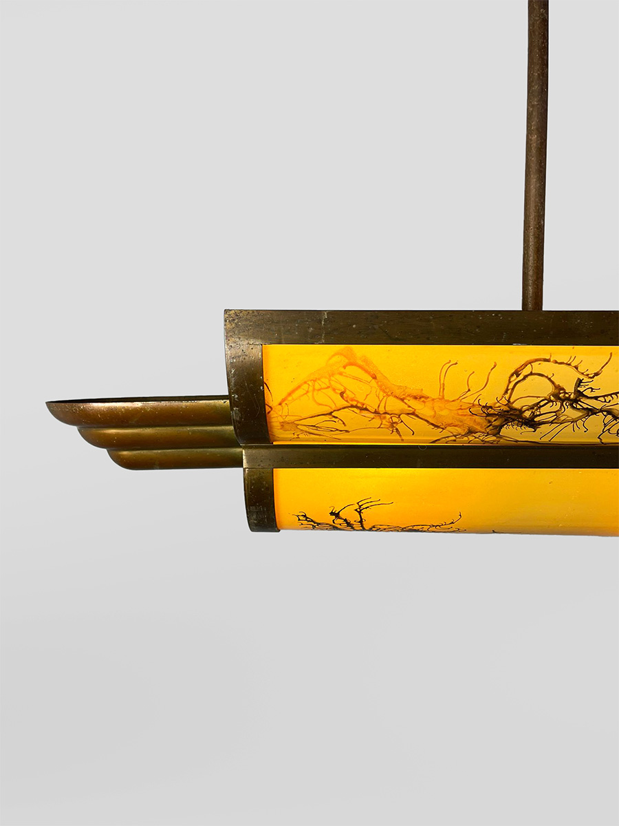 Vintage French large pendant lamp hanglamp 'Marble look Art deco style'
