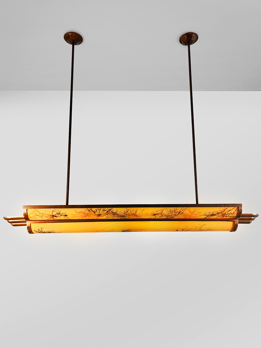 Vintage interior design French large pendant lamp hanglamp 'Marble look Art deco style'