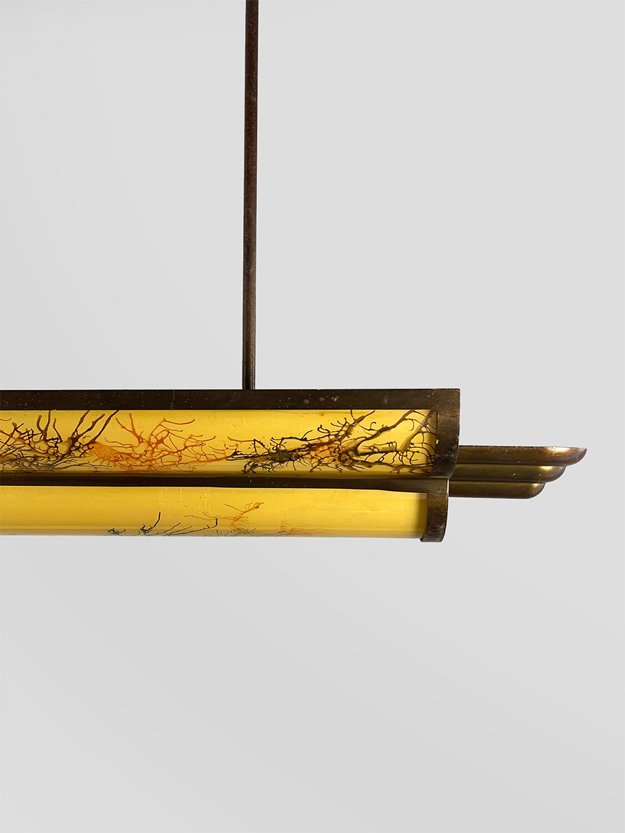 Vintage French large pendant lamp hanglamp 'Marble look Art deco style'