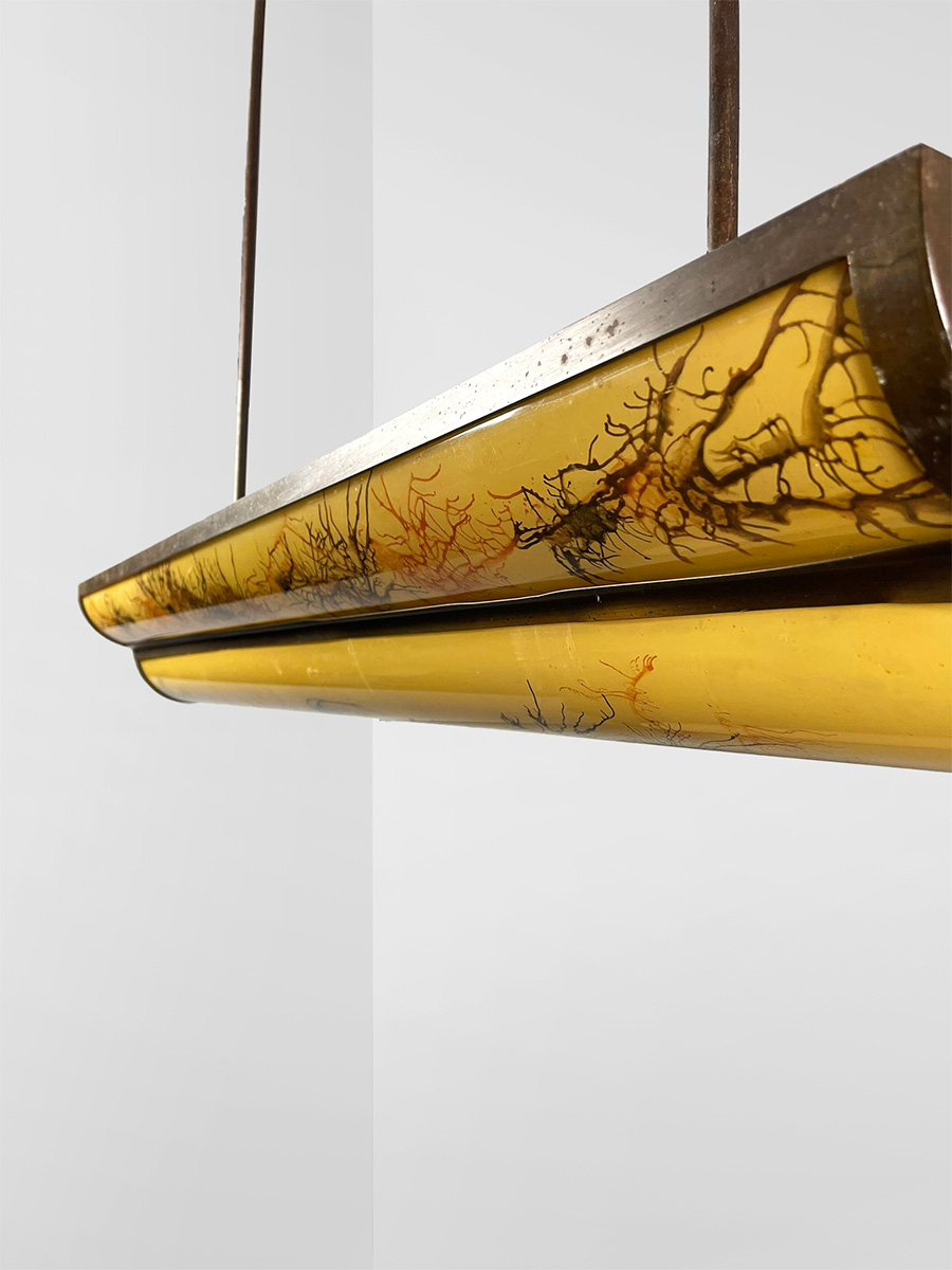 French midcentury large pendant lamp hanglamp 'Marble look Art deco style'