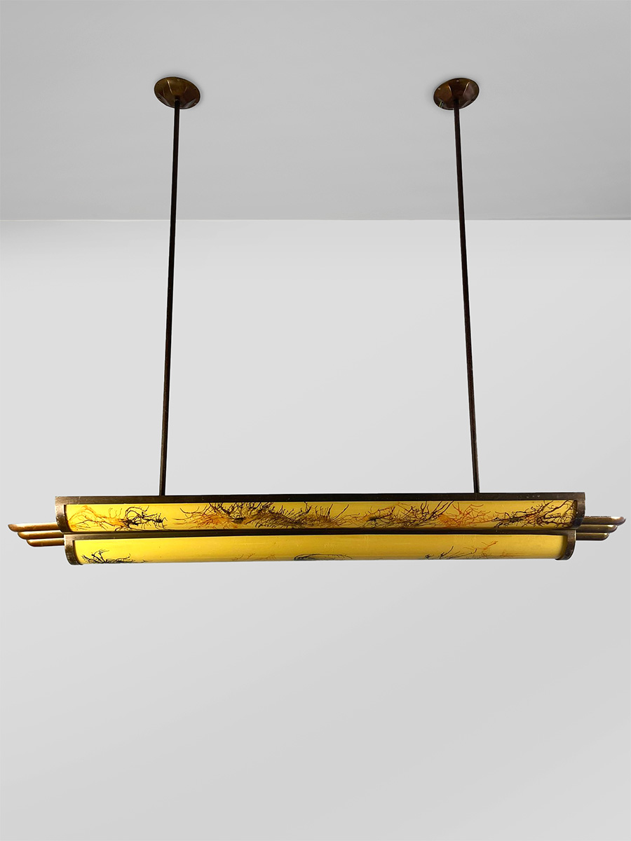 French midcentury large pendant lamp hanglamp 'Marble look Art deco style'