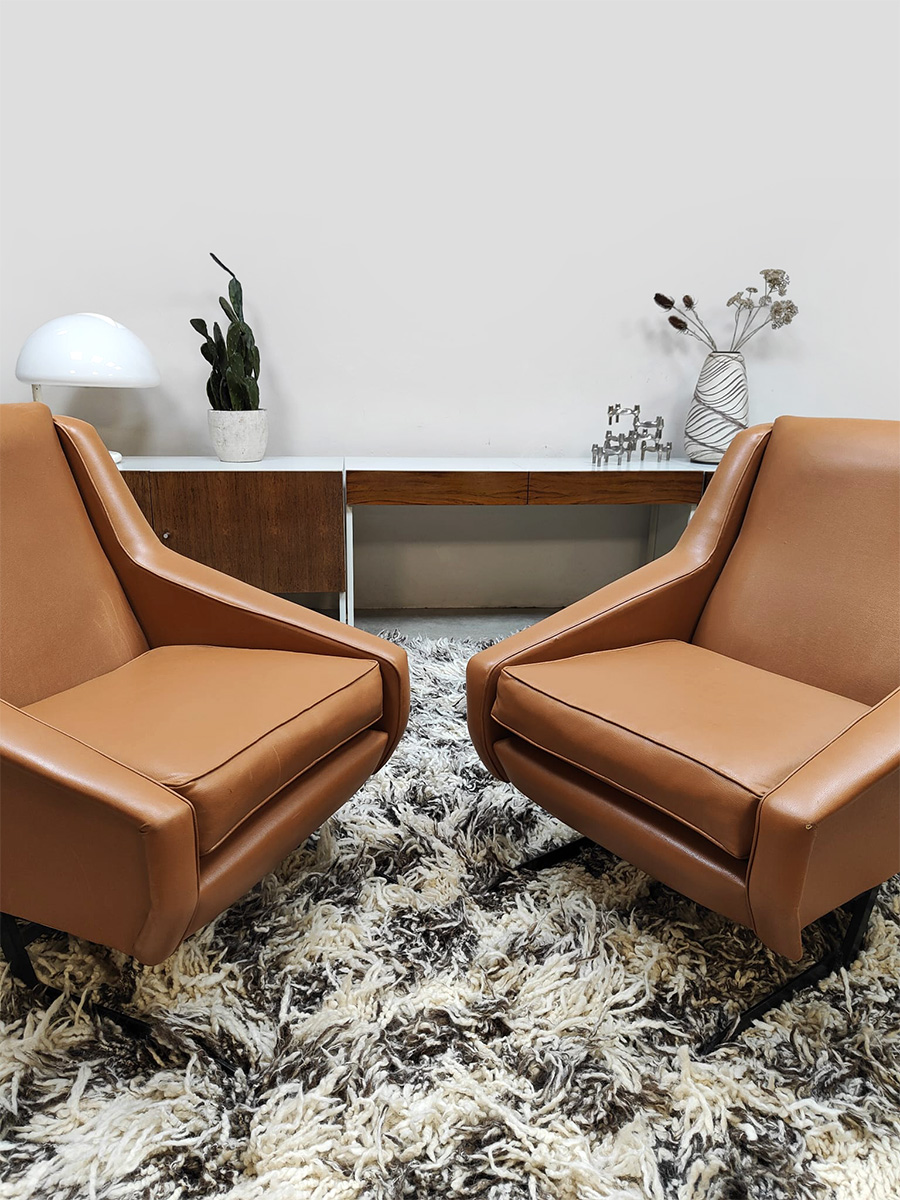 Vintage Italian design lounge chairs Italiaanse fauteuils 1950-1960