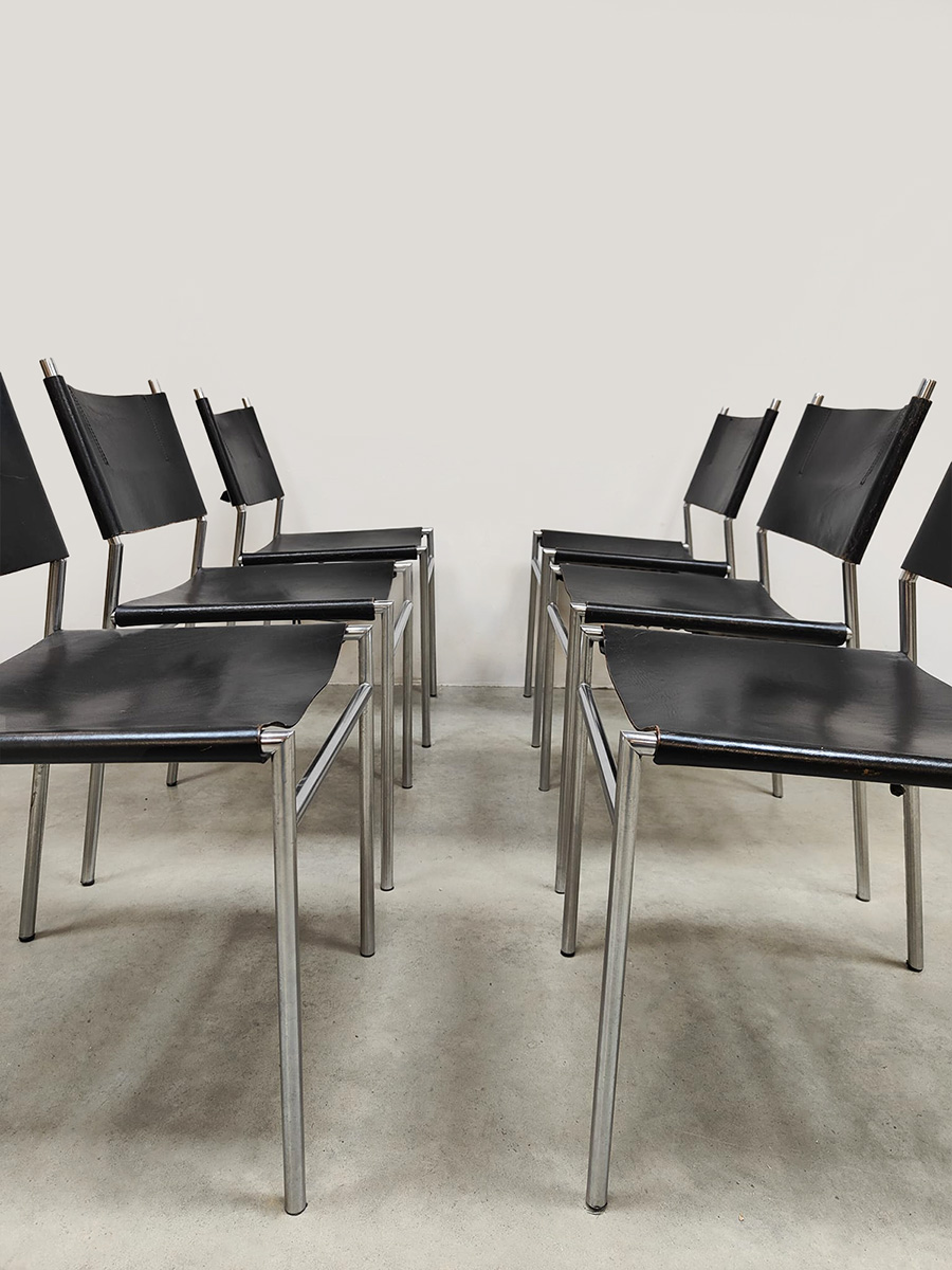 Vintage SE06 leather dining chairs leren eetkamerstoelen Spectrum Martin Visser