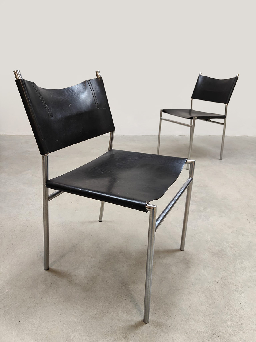 midcentury interior design SE06 leather dining chairs leren eetkamerstoelen Spectrum Martin Visser