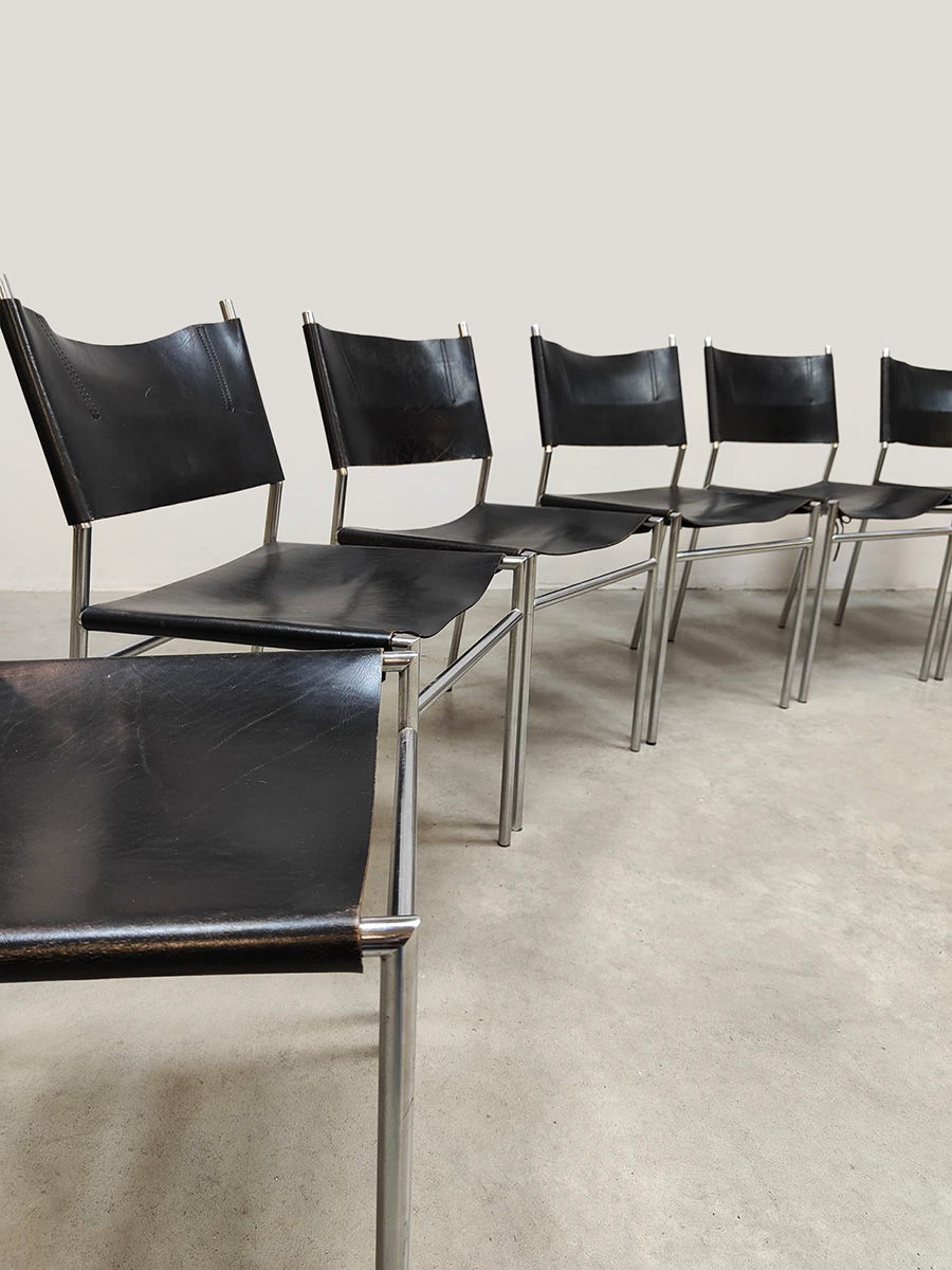 Vintage SE06 leather dining chairs leren eetkamerstoelen Spectrum Martin Visser